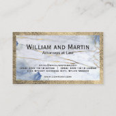 Carte De Visite Marbre bleu | Voyage en cuir | Monogramme | Code Q (Dos)