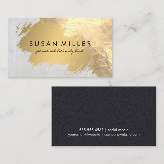 Carte De Visite Marbre brossé d'or (Devant / Derrière)