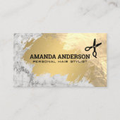 Carte De Visite Marbre brossé d'or | Ciseaux (Devant)