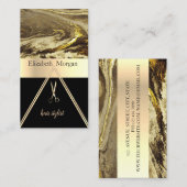 Carte De Visite Marbre Brown moderne, Noir, Ciseaux (Devant / Derrière)