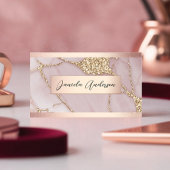 Carte De Visite Marbre Chic Blush Pink Gold Parties scintillant
