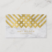 Carte De Visite Marbre chic et élégant Faux Or géométrique (Devant)