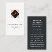 Carte De Visite Marbre chic et Foil géométrique (Devant / Derrière)