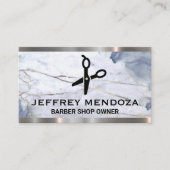 Carte De Visite Marbre | Ciseaux | Découpe en cuir (Devant)