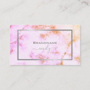 Carte De Visite Marbre coloré pastel Motif Joli cadre d'argent