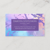 Carte De Visite Marbre cool | Monogramme rose pastel violet (Dos)