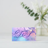 Carte De Visite Marbre cool | Monogramme rose pastel violet (Debout devant)