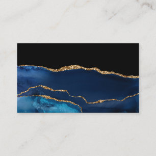 Carte De Visite Marbre d'agate bleue scintillant paillettes dorées