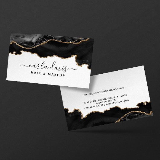 Carte De Visite Marbre d'Agate d'or noir