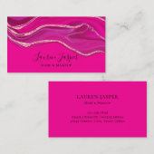 Carte De Visite Marbre d'agate rose chaud élégant et classe (Devant / Derrière)