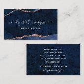 Carte De Visite Marbre d'aquarelle de la marine Blue Rose Gold Aga (Devant / Derrière)