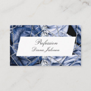 Carte De Visite Marbre d'argent blanc Rose Parties scintillant noi