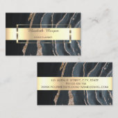 Carte De Visite Marbre de bande d'or noir professionnel (Devant / Derrière)