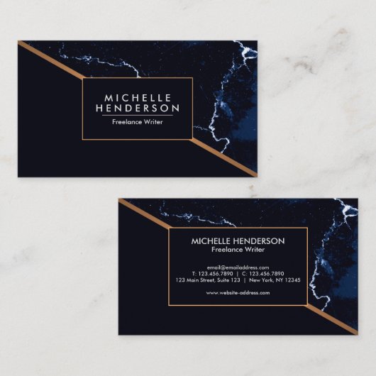 Carte De Visite Marbre de bleu marine (Devant / Derrière)