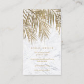 Carte De Visite Marbre de feuille de palmier d'or de typographie (Dos)