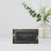 Carte De Visite Marbre de luxe Art déco noir et or (Debout devant)