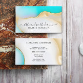 Carte De Visite Marbre de luxe Blue White Gold Agate Script