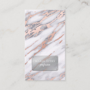 Carte De Visite Marbre de luxe Rose Gold Metallic