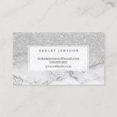 Carte De Visite Marbre de parties scintillantes d'argent de faux (Dos)