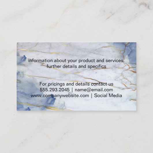 Carte De Visite Marbre de texture bleu or (Dos)
