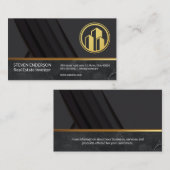 Carte De Visite Marbre | Découpe métal or | Panneaux noirs (Devant / Derrière)