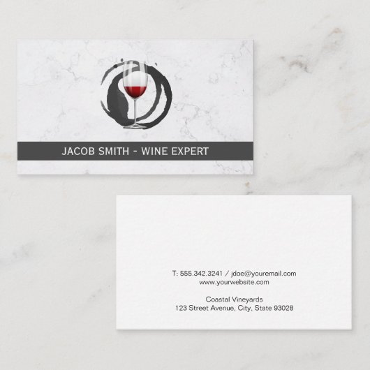 Carte De Visite Marbre | Dégustation de vin | Vignobles (Devant / Derrière)