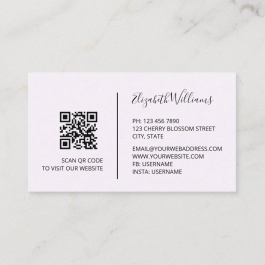 Carte De Visite Marbre d'encre or Apricot | Code QR (Dos)