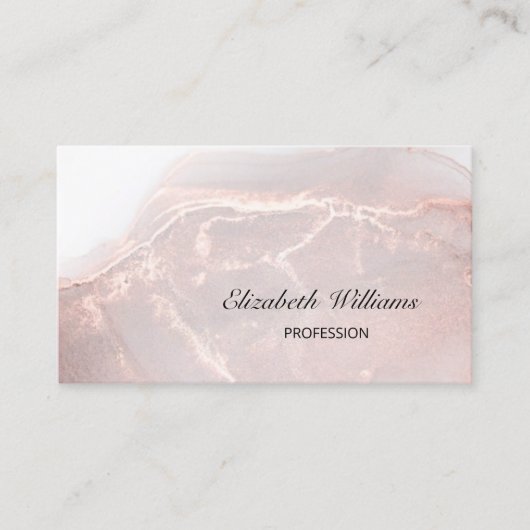 Carte De Visite Marbre d'encre or rose | Code QR (Devant)