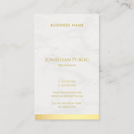 Carte De Visite Marbre d'or moderne Nom du script (Dos)