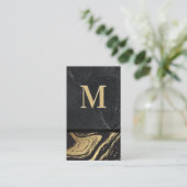 Carte De Visite Marbre d'or noir | Monogramme gravé (Debout devant)