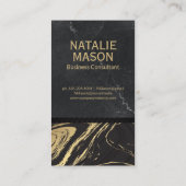 Carte De Visite Marbre d'or noir | Monogramme gravé (Dos)
