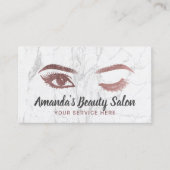 Carte De Visite Marbre d'or Rose de maquillage de cils et bouillon (Devant)