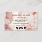 Carte De Visite Marbre d'or rose pastel élégant (Dos)