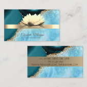 Carte De Visite Marbre doré Lotus Fleur Yoga (Devant / Derrière)