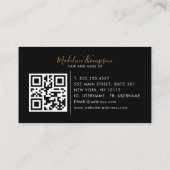 Carte De Visite Marbre élégant Black Gold Photo QR Code Monogramme (Dos)