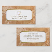 Carte De Visite Marbre élégant d'échelle d'or d'avocat de (Devant / Derrière)