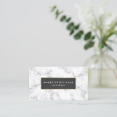 Carte De Visite Marbre élégant et Faux Gold Foil (Debout devant)