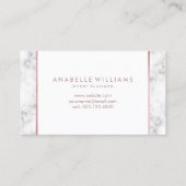 Carte De Visite Marbre élégant et Rose Gold Texture imprimée (Dos)