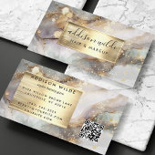 Carte De Visite Marbre Elégant Gris Et Or Aquarelle