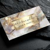 Carte De Visite Marbre Elégant Gris Et Or Aquarelle