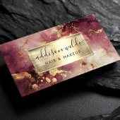 Carte De Visite Marbre Élégant Maroon Et Aquarelle Or