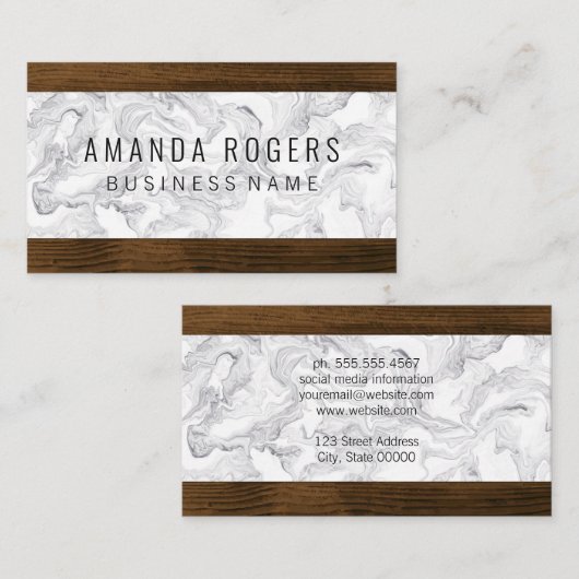Carte De Visite Marbre et bois (Devant / Derrière)
