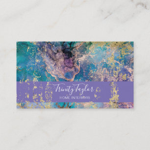 Carte De Visite Marbre et huile d'or Turquoise Geode