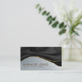 Carte De Visite Marbre et or noir et blanc élégant (Debout devant)