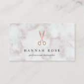 Carte De Visite Marbre et Rose Ciseaux d'or Logo Coiffeur (Devant)