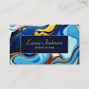 Carte De Visite Marbre faux bleu jaune doré chic tendance