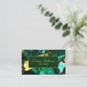 Carte De Visite Marbre faux vert jaune doré chic tendance (Debout devant)