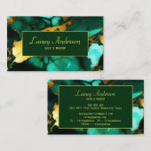 Carte De Visite Marbre faux vert jaune doré chic tendance (Devant / Derrière)