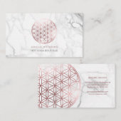 Carte De Visite Marbre/Fleur de vie/Faux Rose Gold (Devant / Derrière)