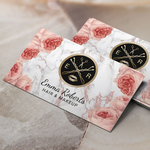 Carte De Visite Marbre floral vintage de salon de coiffure de